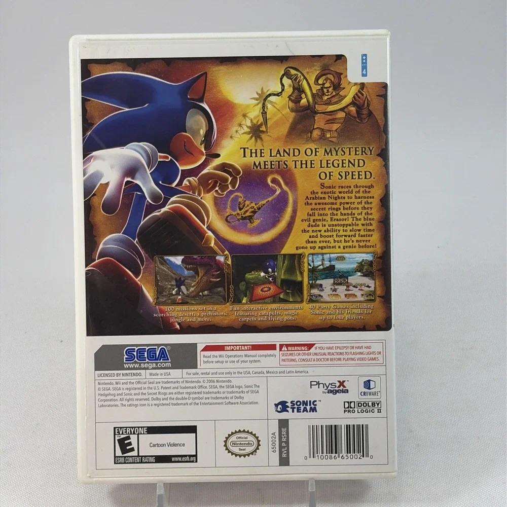 Sonic and the Secret Rings (Nintendo Wii, 2007) Disc & Case No Manual Tested